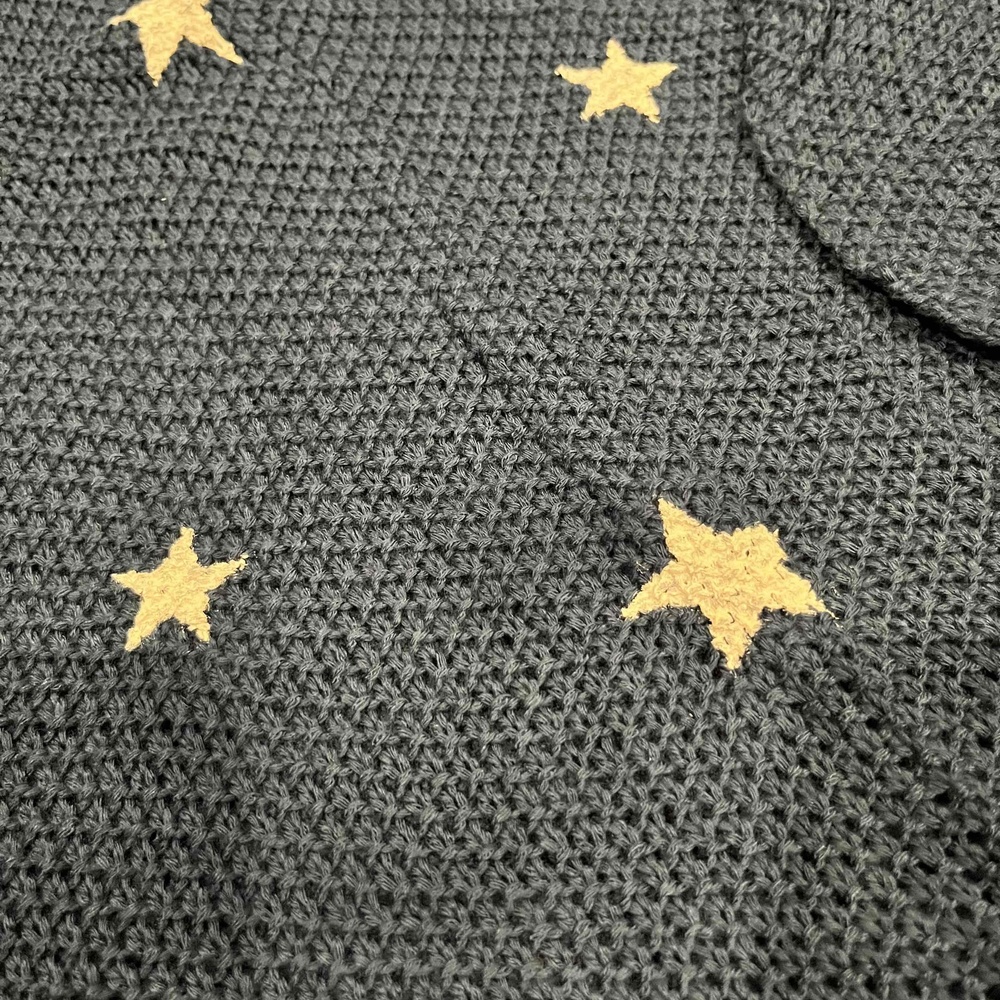 Umgee Star Print Sweater Peacock Navy Blue Long Sleeve Textured Knit New‎ Small - Picture 4 of 8